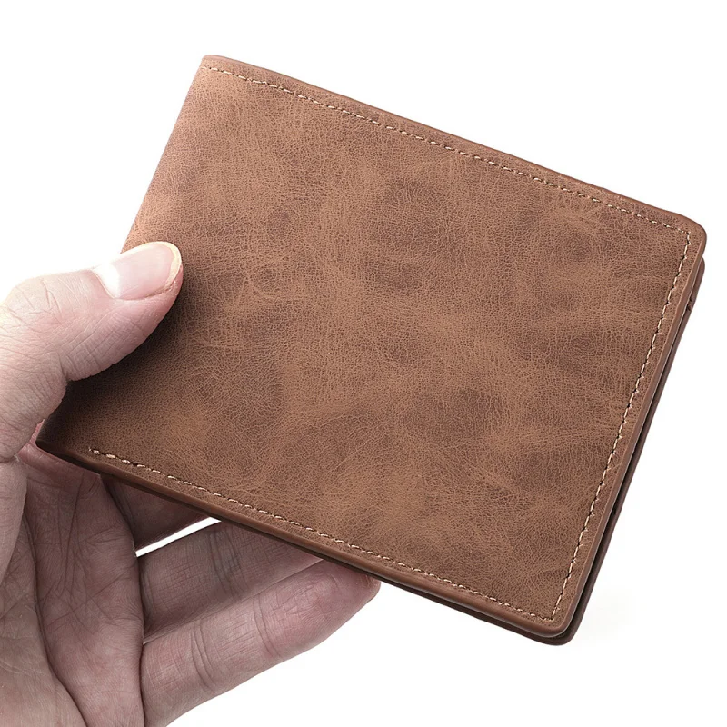 Men's Short Zipper Wallet Minimalist Soft Leather Slim Retro Money Clip For Daily Essentials
