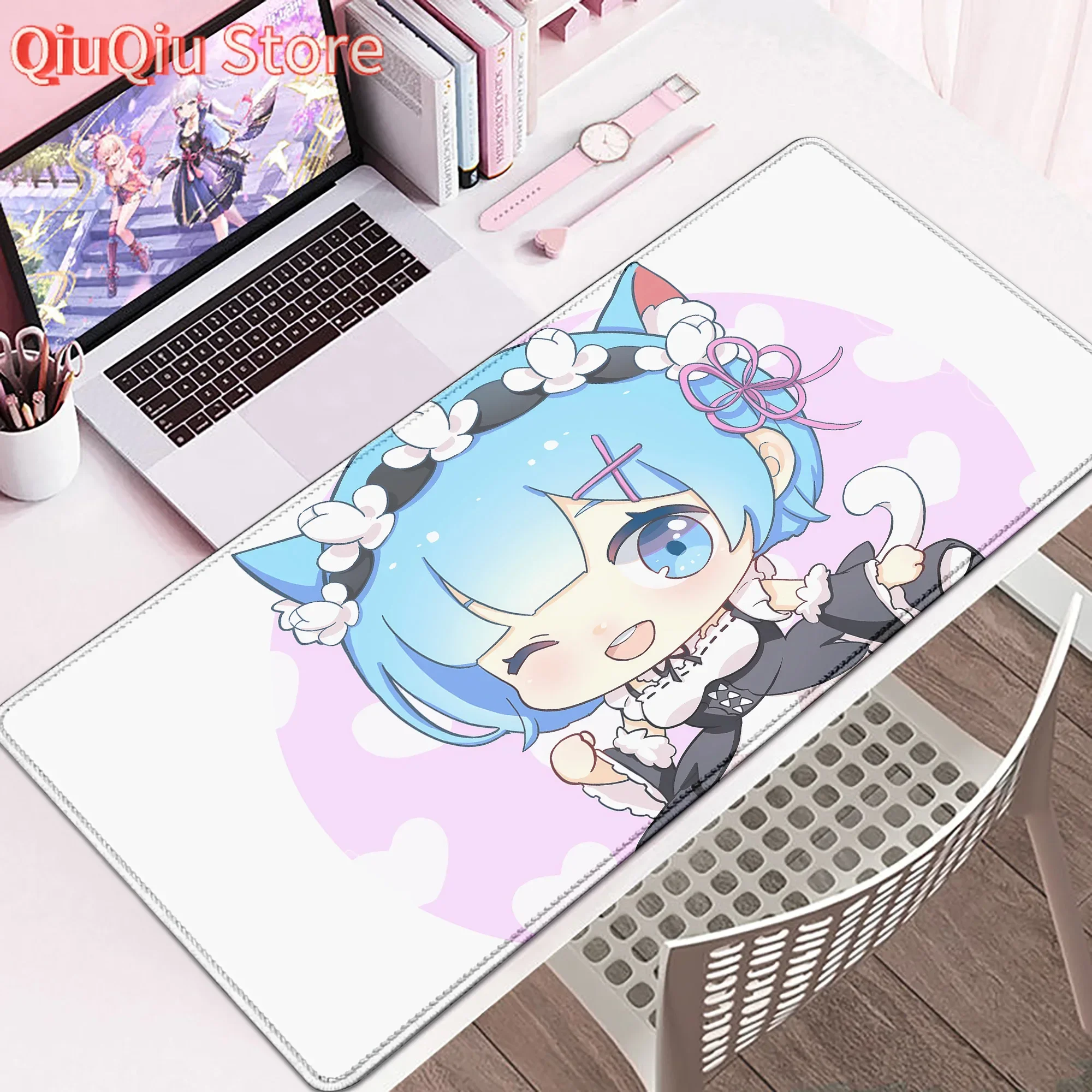 

Новый милый коврик для мыши Re Zero Rem Game HD Печать XXL Коврик для мыши Большой компьютерный ноутбук Нескользящий коврик для клавиатуры Настольный коврик для девочек в стиле аниме