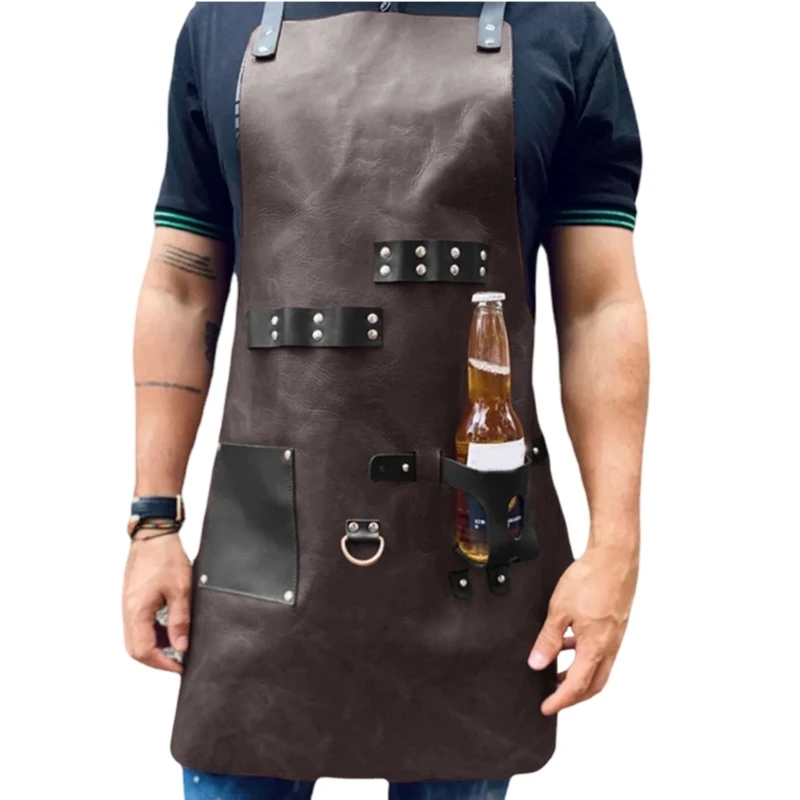 Sophisticated Leather Cooking Apron produced From Soft PU Fabric Resists