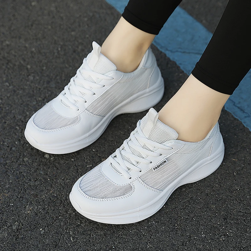 Hundred Hollowed Women's White Travel Walking Sneakers Female Students Black Running Shoes Jogging Girls Tennis Sports Footwear