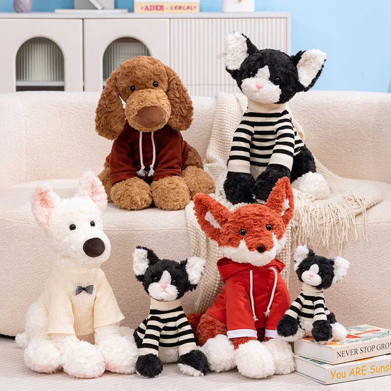 

Super Cute Fluffy Pet Dog Plush Doll Cute Stuffed Little Dog Fox With Hoodie Soft Kids Soothing Toys for Girls Gifts Home Decor