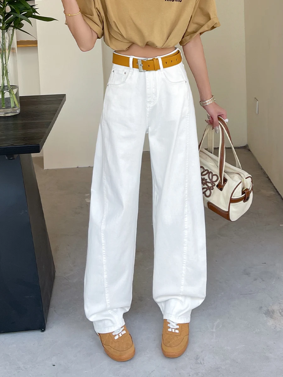 

High Waist Loose Fit Straight Leg Jeans Women's Spring 2025 New Sle Cotton Stretchy Long Pants Slimming Effect Hong Kong Sle