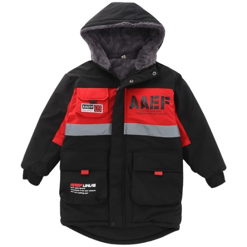 Boys Coat Jacket Cotton Outerwear Windbreak 2023 Furs Thicken Velvet Winter Warm Christmas Gift Children\'s Clothing