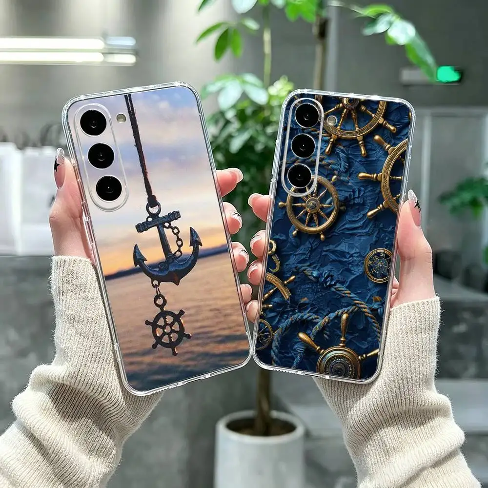 Nautical Captains Anchor   Clear Hard Phone Case For Samsung A71, A70, A52, A51, A40, A30,Transparent Cover
