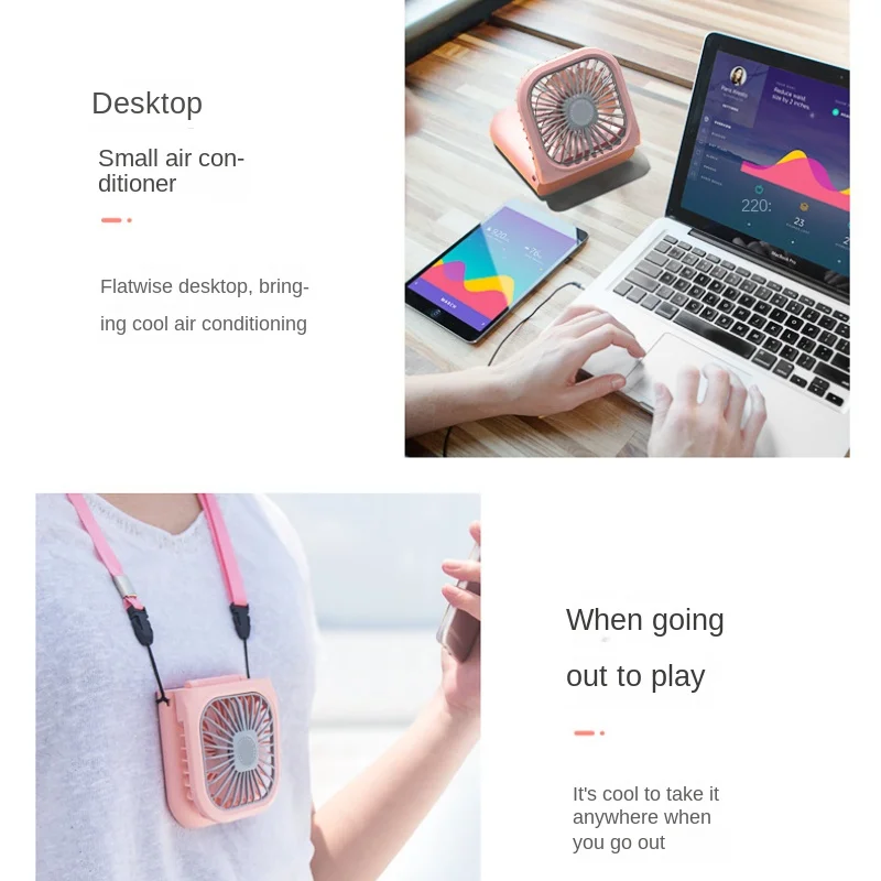 Mini ventola USB ricaricabile portatile portatile muto con collo pieghevole