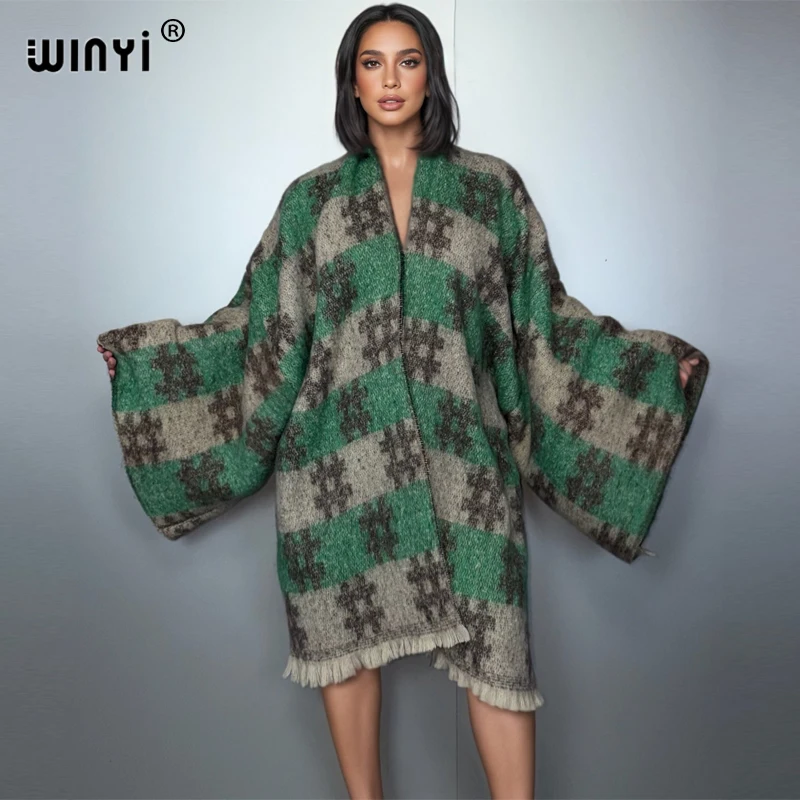 

WINYI winter designer top woman capes Warm coat cardigan Africa clothes fashion abaya cloak poncho for women kaftan loose dress
