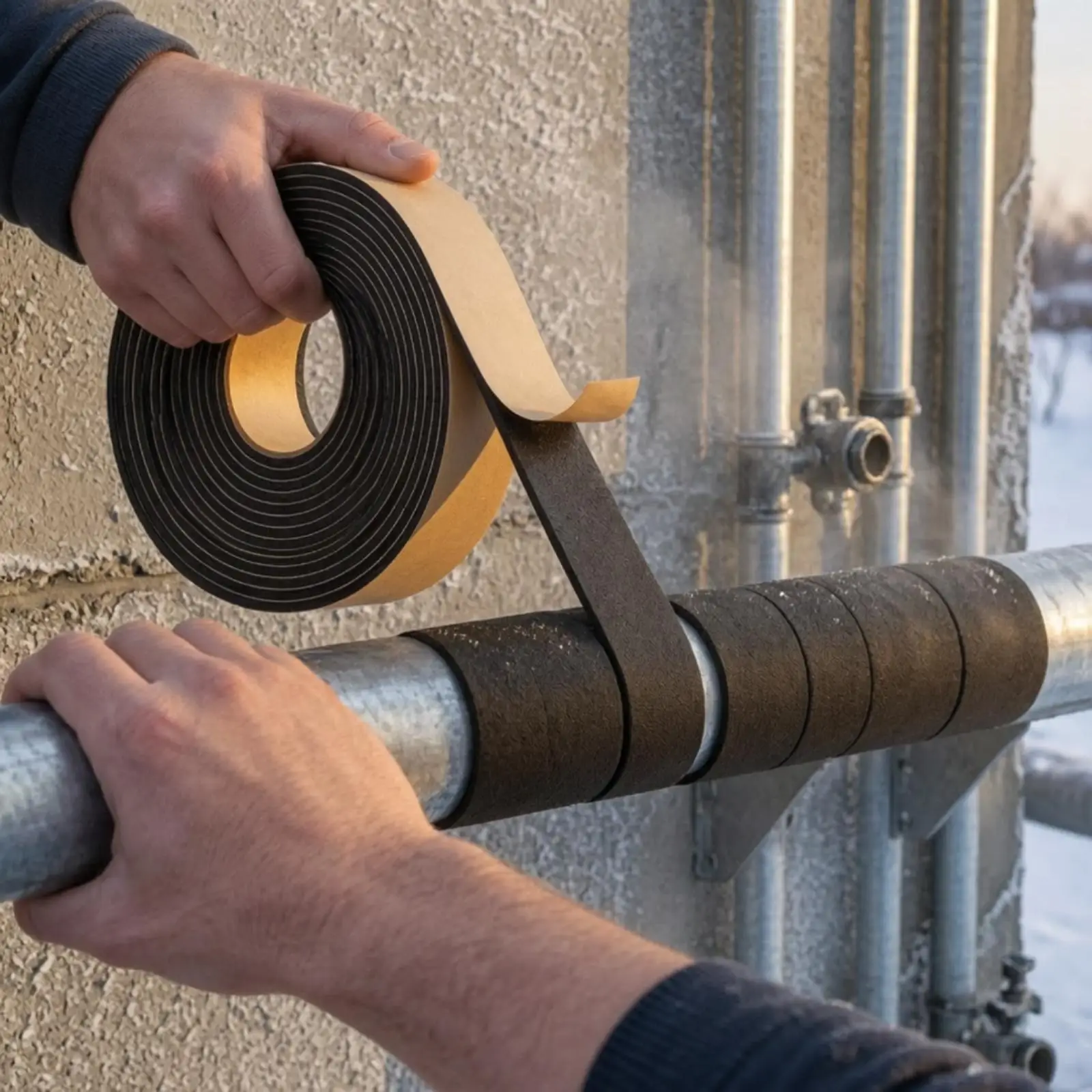 Insulation Wrap Tape Foam Rubber 5mm Thick 10cm Wide for Outdoor Piping Thermal Protection Waterproof Seal