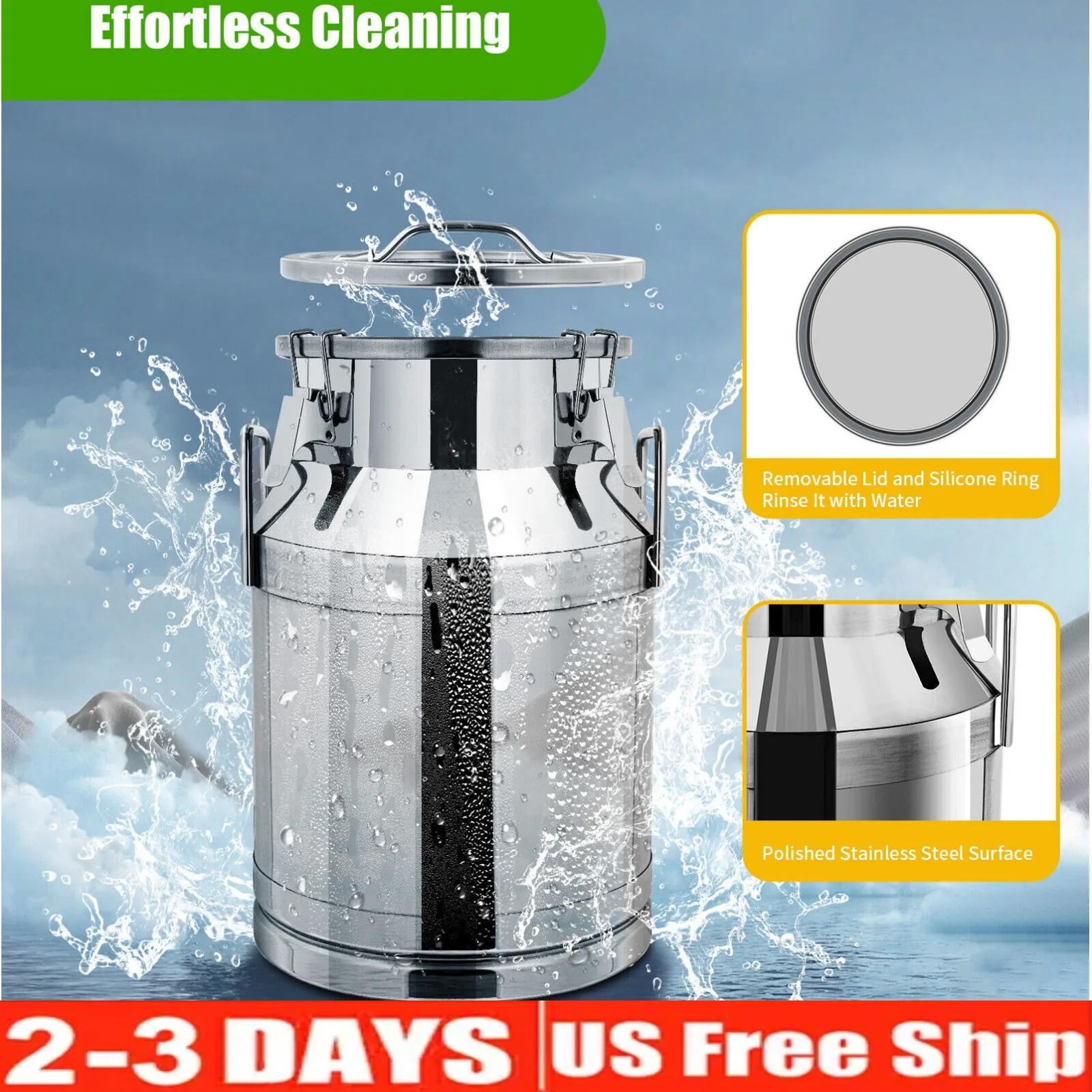 

30L Cow Milk Bucket Farm Cows Goats Vacuum Pump Bucket Pasture Cow Sheep Electric Milking Machine Accessorie Stainless Steel