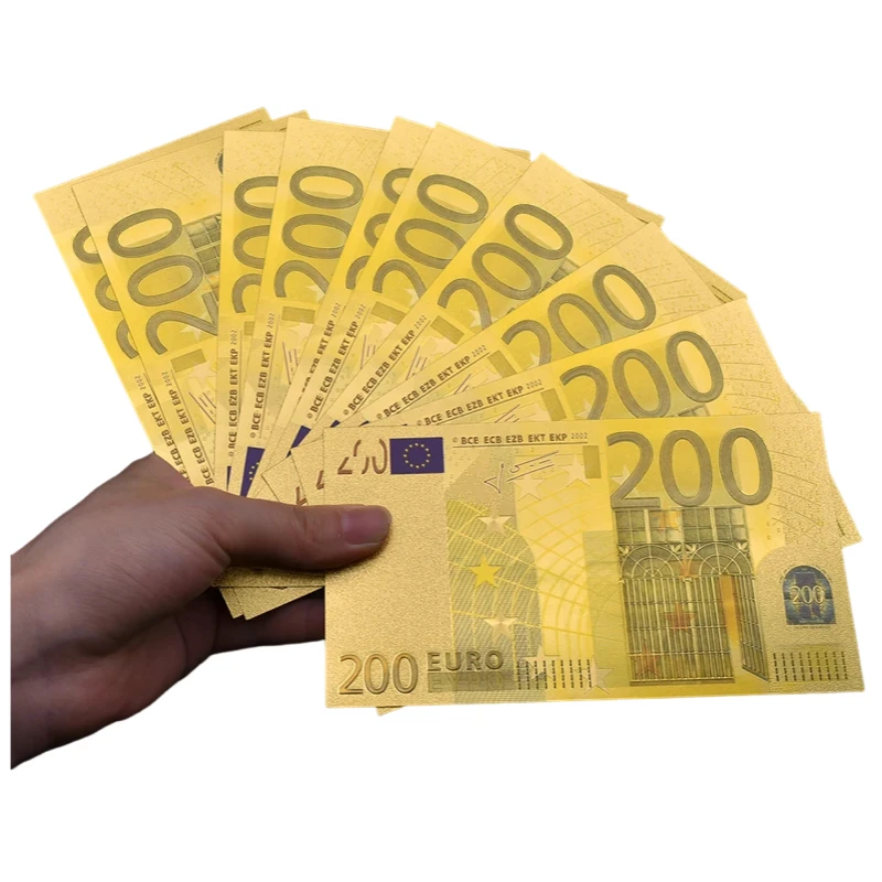 200 Euro Gold Banknotes UNC Bills Money Notes with Golden Certificate Home Decoration Craft Art Collectibles