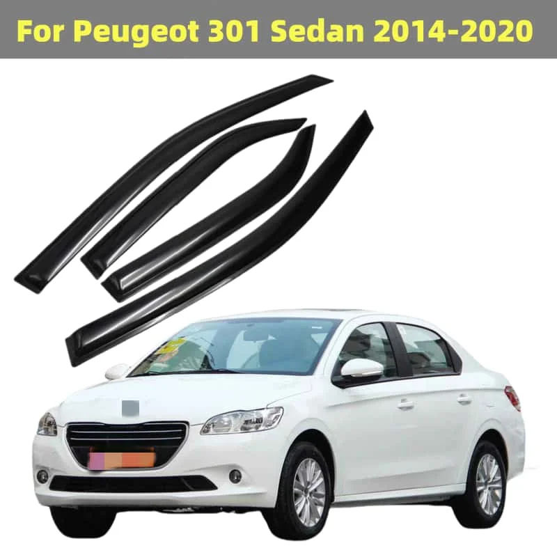 For Peugeot 301 Sedan 2015 2016 2017 2018 2019 2020 Car Door Window Visor Rain Sun Guard Deflector Shade Awning Shelter Raincoat