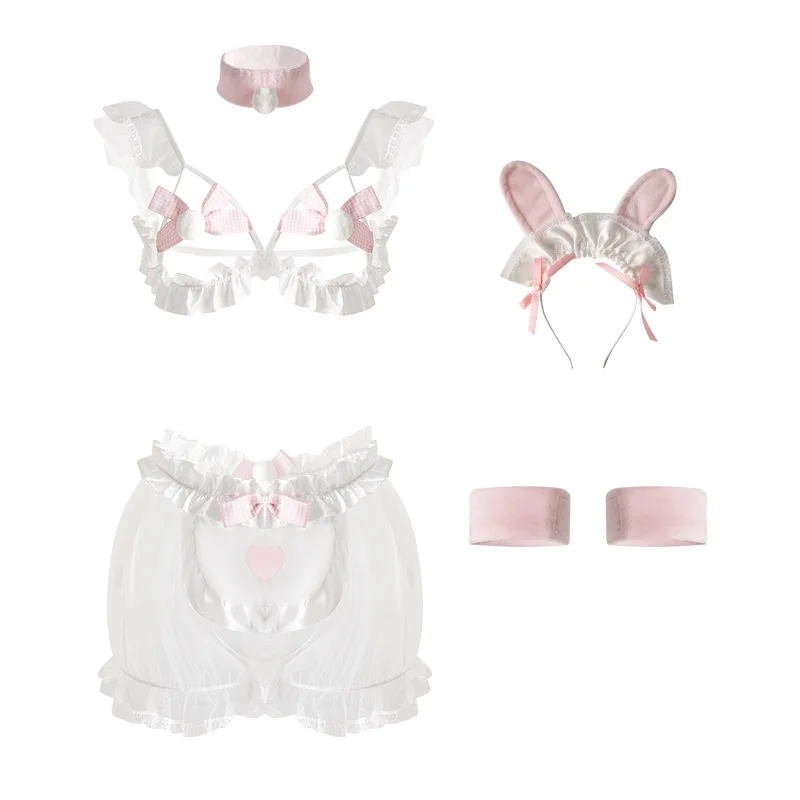 أنيمي تأثيري خادمة موحدة إغراء الأرنب زي تنكري لفتاة مثير الملابس الداخلية النساء لعب الأدوار انظر من خلال خادم ثلاث نقاط مجموعة تي شيرتات قصيرة للأطفال #6