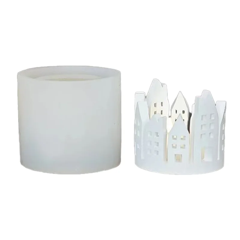 

G6-DIY полый дом подсвечник силиконовая форма подсвечник замок дом гипсовая свеча лампа атмосфера декоративная форма