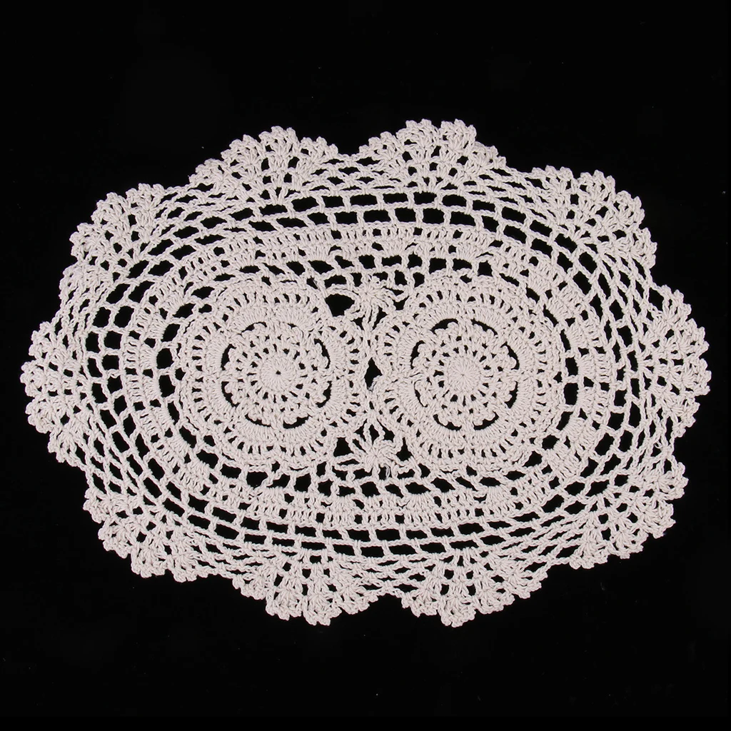 1 Piece Of Rustic Crochet Table Runner Cotton BeigeTable Doilies Handmade Table Runner for Dinning Room,9.8x14inch