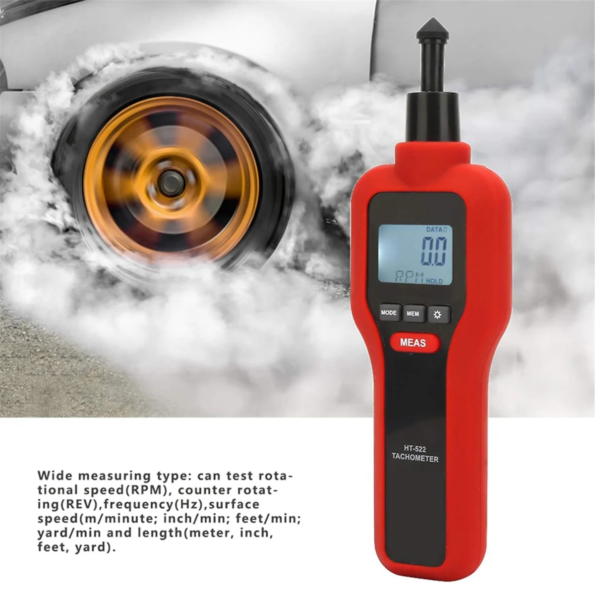 ABNJ HT-522 Non- Tachometer 2-19999 LCD Digital Pocket Rotation Gauge Rotate Speed Meter