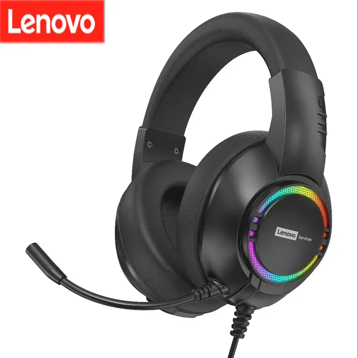 سماعة رأس سلكية للألعاب الرياضية الإلكترونية من Lenovo E08 مزودة بإضاءة RGB للكمبيوتر المحمول 7.1 سماعة رأس بمؤثرات صوتية محيطية افتراضية مع ميكروفون #1
