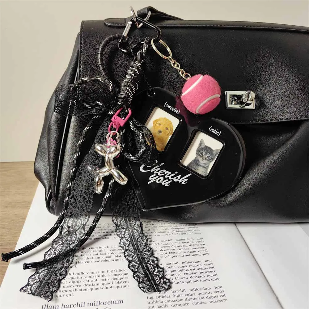 Fashionable Key Pendants Black White Heart Card Sleeve Balloon Dog Basketball Weaving Rope Woman Bag Pendant Ornaments Keychain