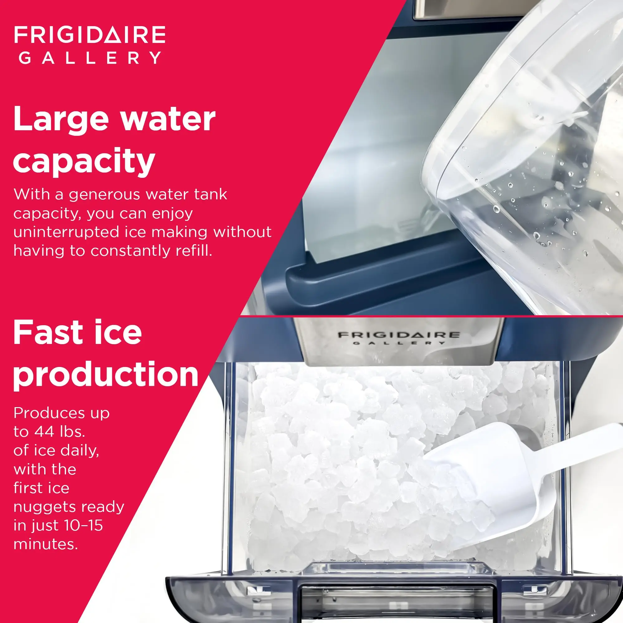 Galeria EFIC255 Blat Crunchy Chewable Nugget Ice Maker 44lbs na dzień Automatyczne samoczyszczenie 2.0 Gen Navy