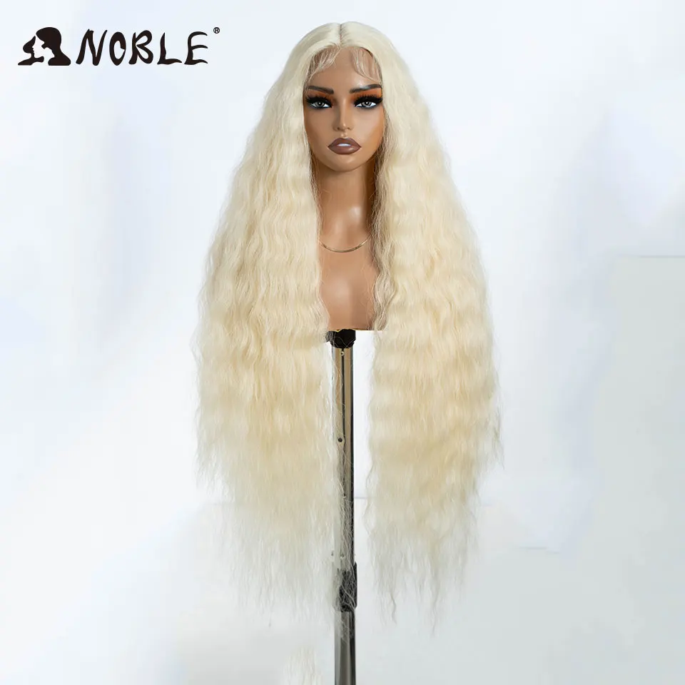 Edle Cosplay-Synthetik-Perücken mit Spitze für schwarze Frauen, langes lockiges Haar, 42 Zoll, Cosplay-Perücke mit blondem Ombré-Effekt und Spitze vorne, synthetische Perücke mit Spitze. – Detail 13