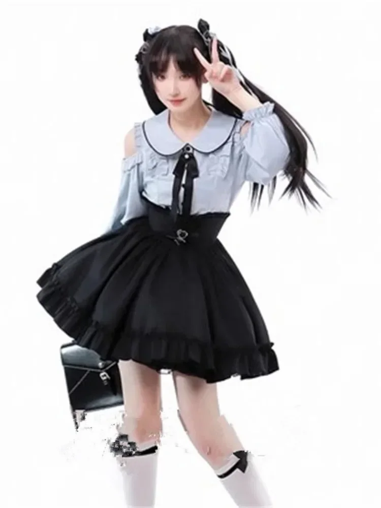 2025 misa hot sale Japanese Black Short Skirt Vintage Gothic Ruffled Mini Skirts Lolita Harajuku Ball Gown Faldas Y2k Aesthetic