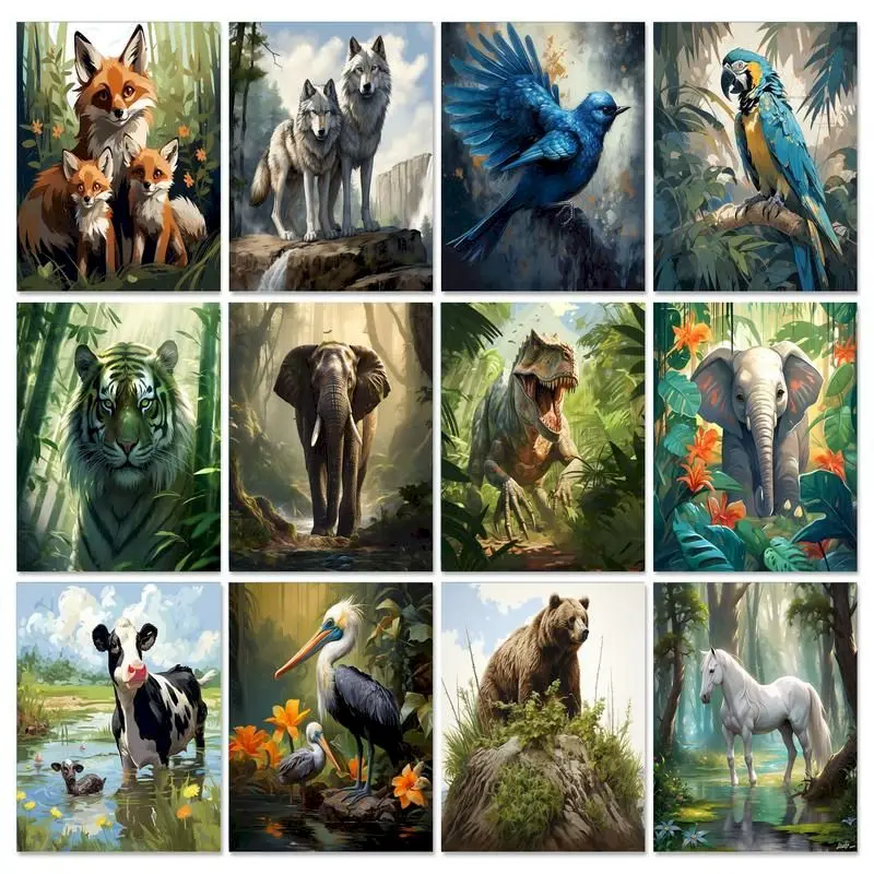 GATYZTORY Picture By Number Animals Kits DIY Drawing On Canv