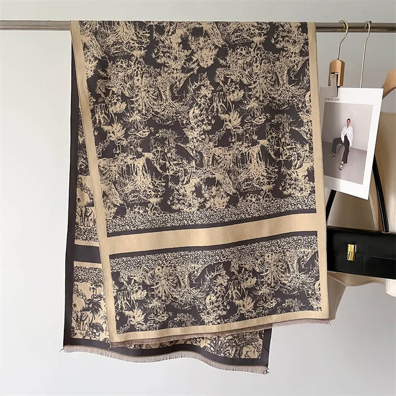 Optique-Écharpe en Cachemire Chaude pour Femme, Châle Rond Pashmina Bufanda, Poncho Femme, Bandana Doux, Foulard, Luxe, Hiver