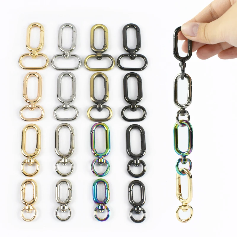 

5/10Pcs 10/12/20/25mm Metal Clip Buckles Oval Spring O Ring Carabiners Keychain Crochet Hook Bag Charms Swivel Lobster Clasp