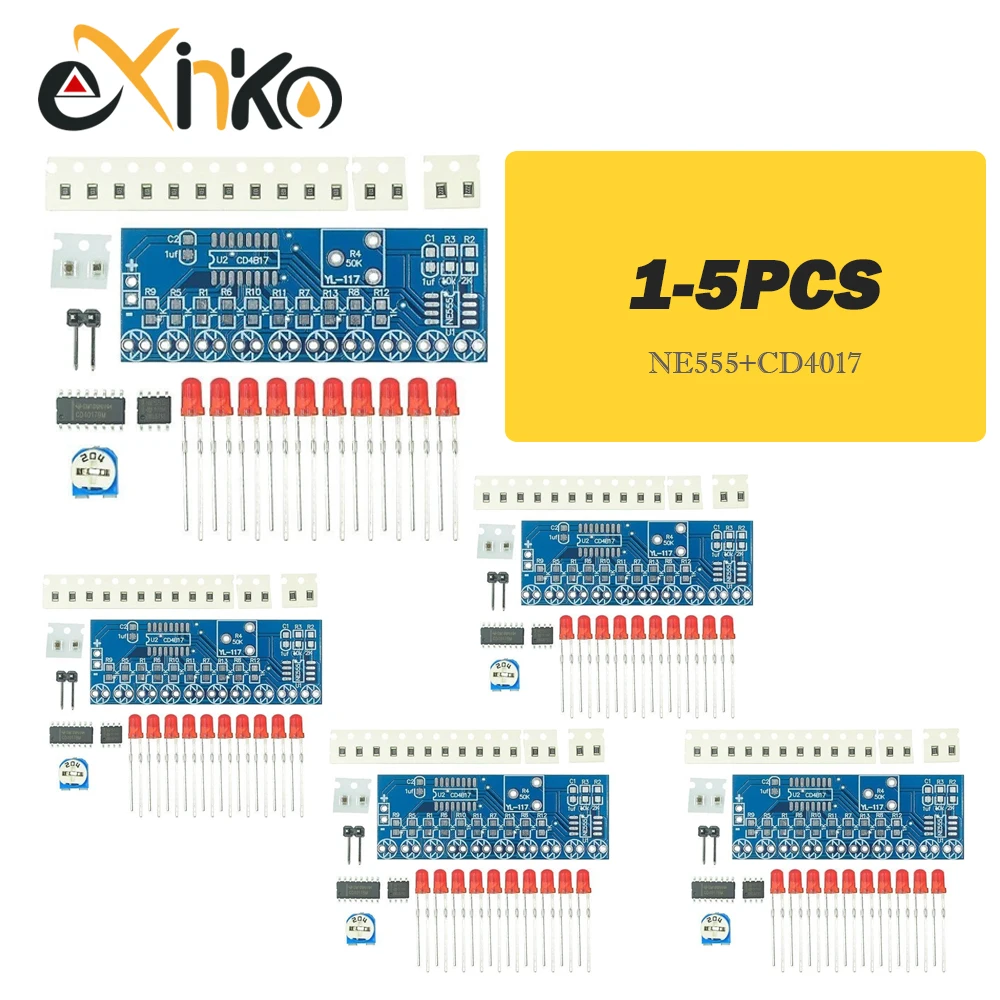 Analyste électroniques intelligents NE555 + CD4017, lumière qui verticalement dans l'eau, technologie LED, kit de bricolage, 1-5 pièces
