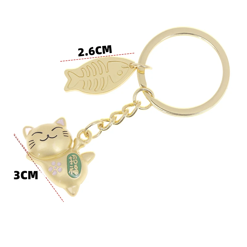 1PC Couple Gift Japan Lucky Cat Keychain Kawaii Trinkets Alloy Accessory Car Bag Pendant Key Chain Pray Golden Keyfob