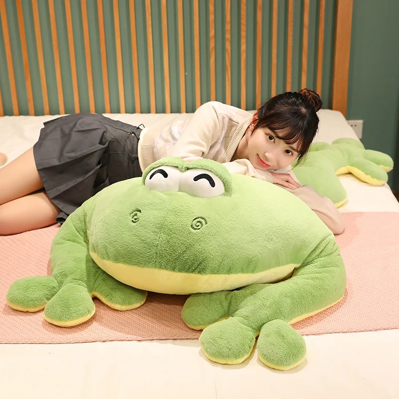 60-130cm Giant Big Frog Plush Toy Stuffed Plushies Grogs Throw Pillow Cushion Home Decor Kids Birthday Gift for Boy Big Eyes