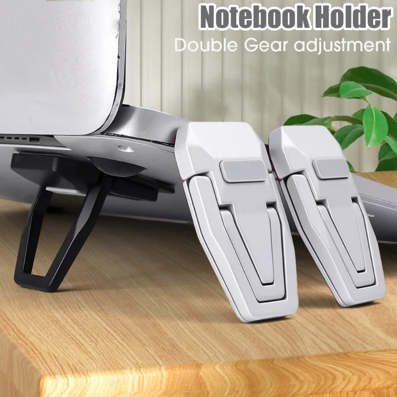 Mini Metal Foldable Laptop Stand Dual-position Adjustable Computer Keyboard Riser Self-Adhesive Invisible Notebook Holders