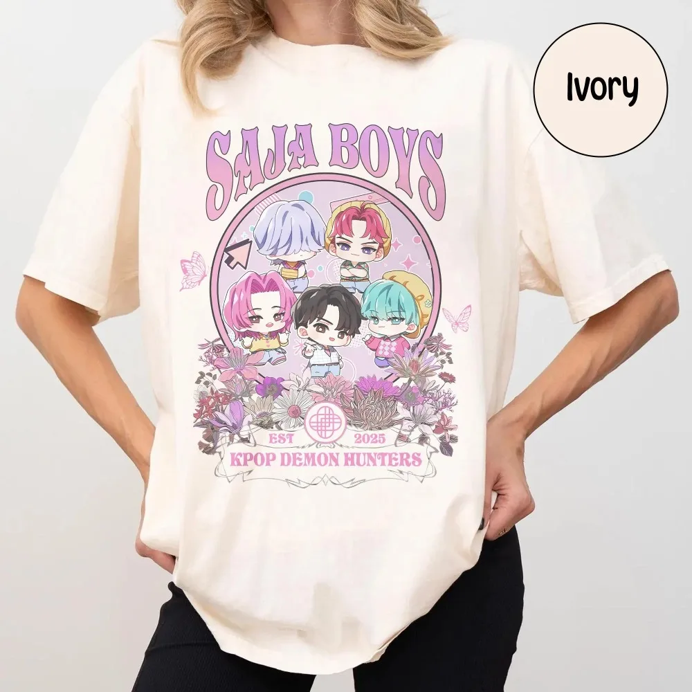 

Demon Hunters Kpop Рубашка Saja Boys Kpop Рубашка Huntrix Girl Group Рубашка Kpop Demon Hunters Merch Kpop Охотники на демонов Soda Pop