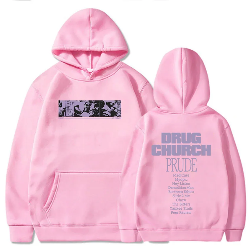 Prude Album Graphic Hoodies Drug Church Sweatshirts Winter Men Women Hooded Pullovers Sudaderas Con Capucha Print Clothes Unisex