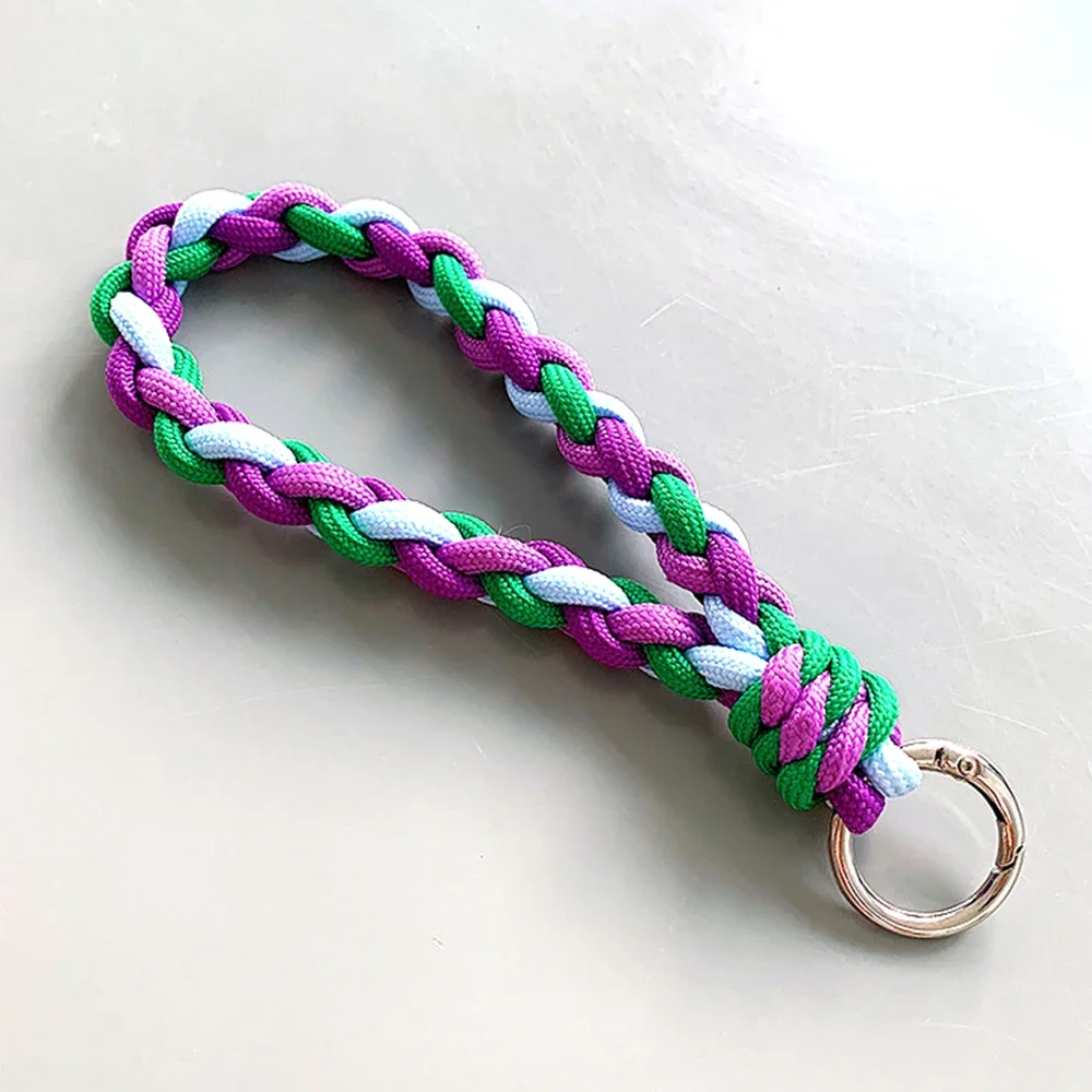 

Braid Rope Woven Keychain Phone Case Anti-lost Rope Strap Key Ring Tool Backpack Buckle Thickened Accessory Colorful Lucky Gifts