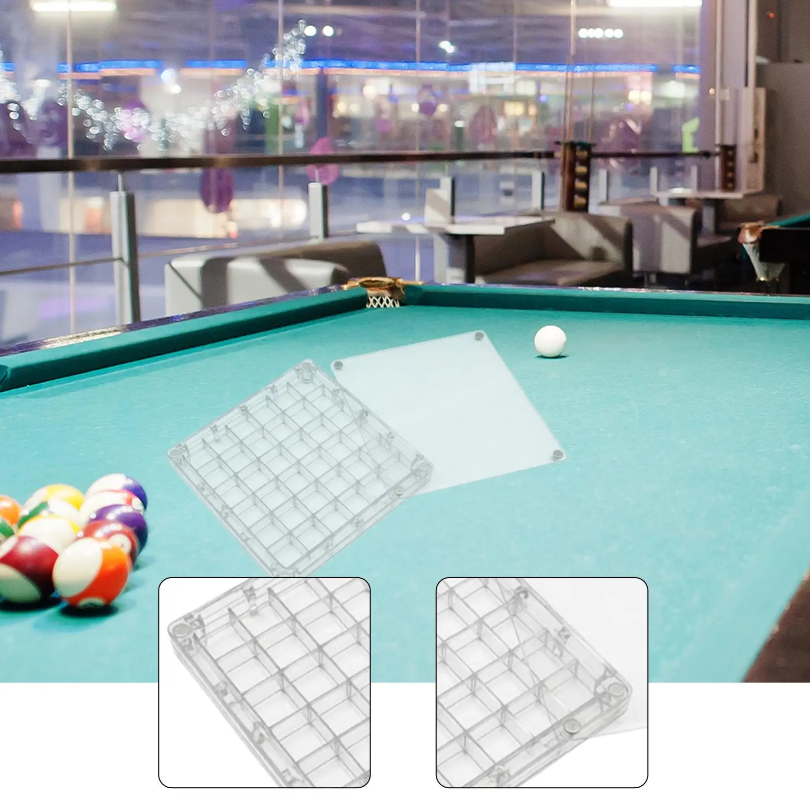 

Billiard Cue Tip Organizer Box with 36 Compartments Acrylic Storage Container Holder for Pool Cue Accessories Home