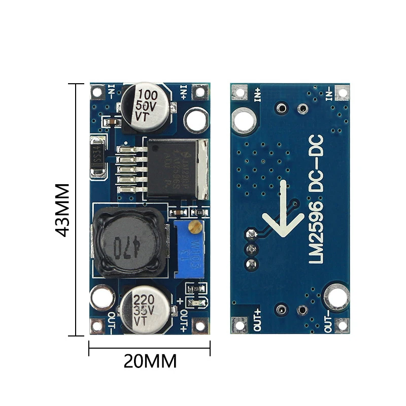 Adjustable Output LM2596S Step Down Power Supply Module DC To DC Buck Converter Voltage Regulator Conversion Power Supply Module