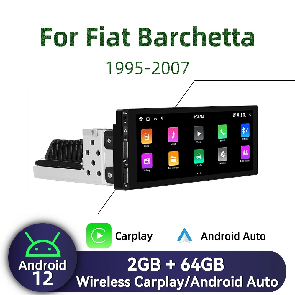 

1-диночное радио Android для Fiat Barchetta 1995-2007 гг., авторадио Carplay, Android, авто стерео 6,9 дюйма, автомобильный мультимедийный головное устройство, GPS BT, WIFI