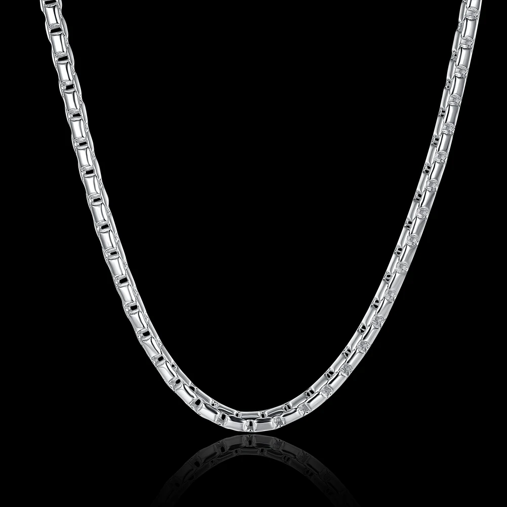 925 Sterling Silver 45cm 4mm Simple Chain Necklace For Women Man Charm Trend Birthday Gifts Fashion Party Fine Jewelry