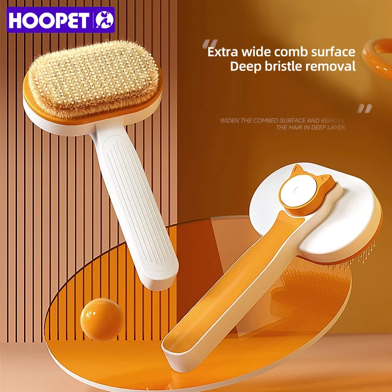 HOOPET Cleaning Massage Comb Cat And Dog Shedding Grooming Tool One Touch Hair Cleaning Pet Brush for Cats And Dogs