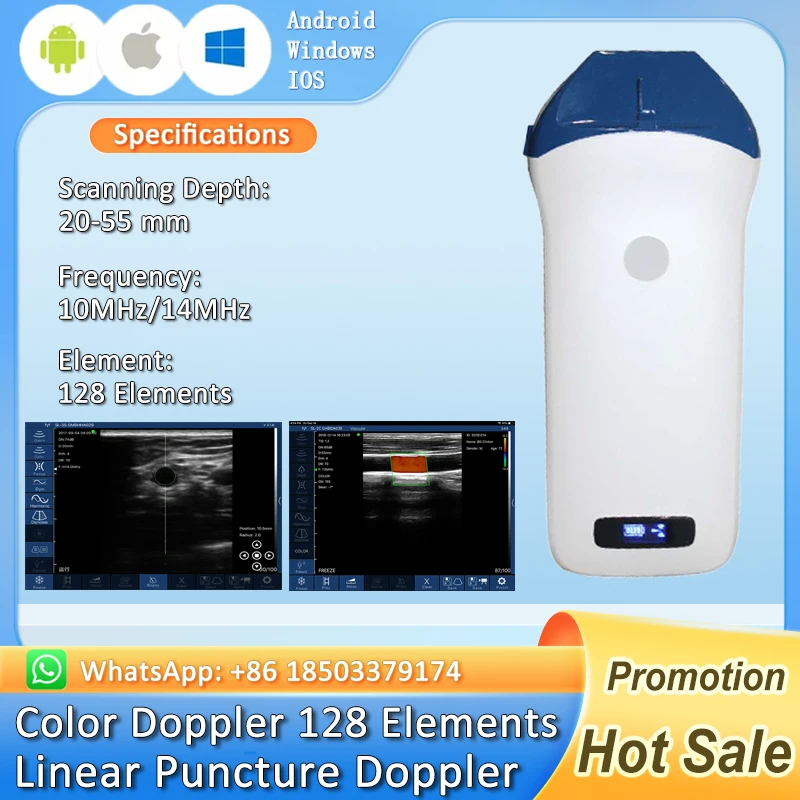 Wireless Portable Ultrasound Probe scanner WIFI Doppler wifi ultrasound scanner Machine support iOS Android Windows