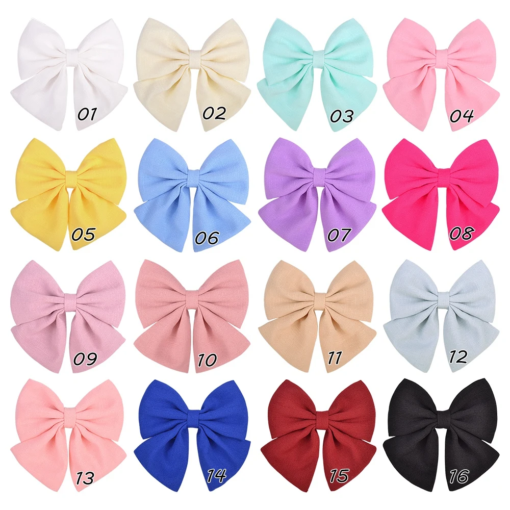 2PCS/LOT 4.3Inch Solid Grosgrain Ribbon Hair Bows Boutique Hair Clip For Girls Hairgrips New Headwear Kids Hair Accessories Gift