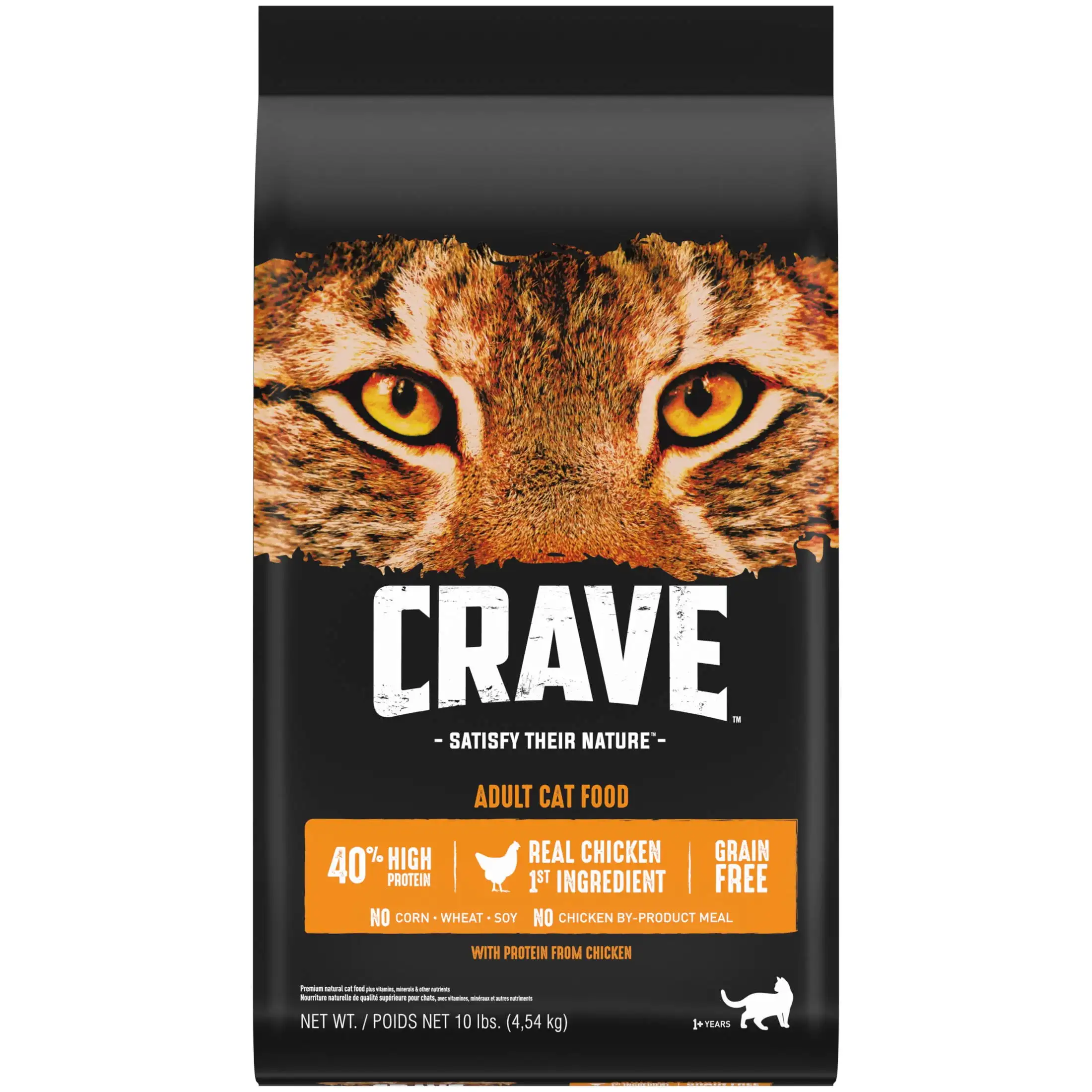 Comida para gatos seca natural para adultos sin cereales con proteínas de pollo, bolsa de 10 lb