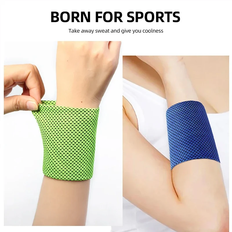 1pc Summer Ice Cooling Wrist Sweatband Tennis Sport Wristband Volleyball Gym Wrist Brace Support Sweat Band Towel Wrist Protect