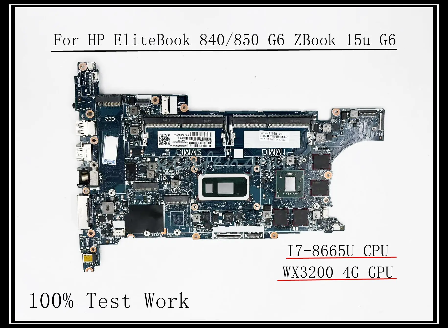 

6050A3022501-MB-A01 For HP EliteBook 840/850 G6 ZBook 15u G6 Laptop Motherboard With I7-8665U CPU WX3200 4G GPU 100% Test Work