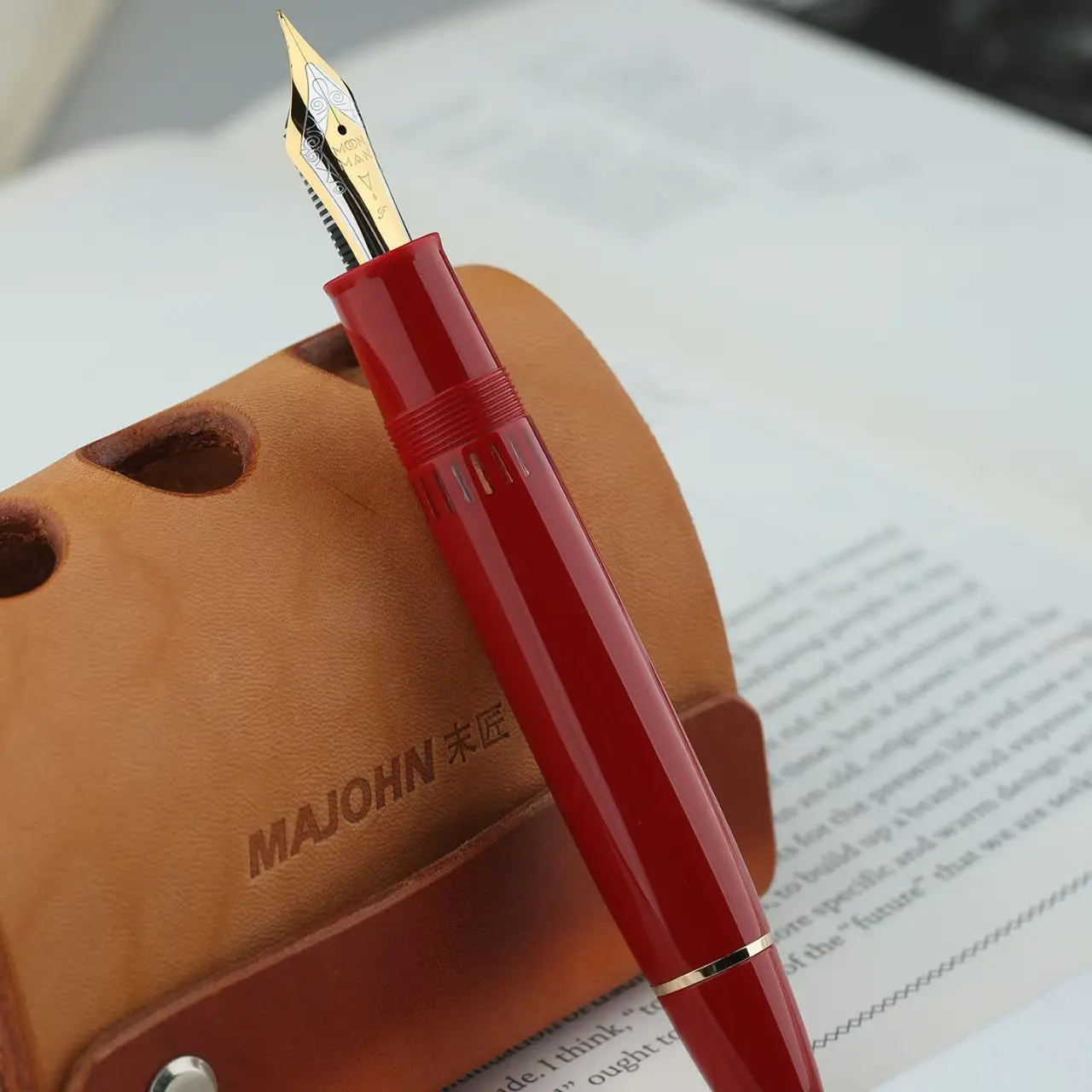 P141  MAJOHN Final Craftsman Pen Metal Copper Piston Ink Absorption 8  40 Sun Tip, Dual Color Pen Tip Lightweight Resin Pen Body