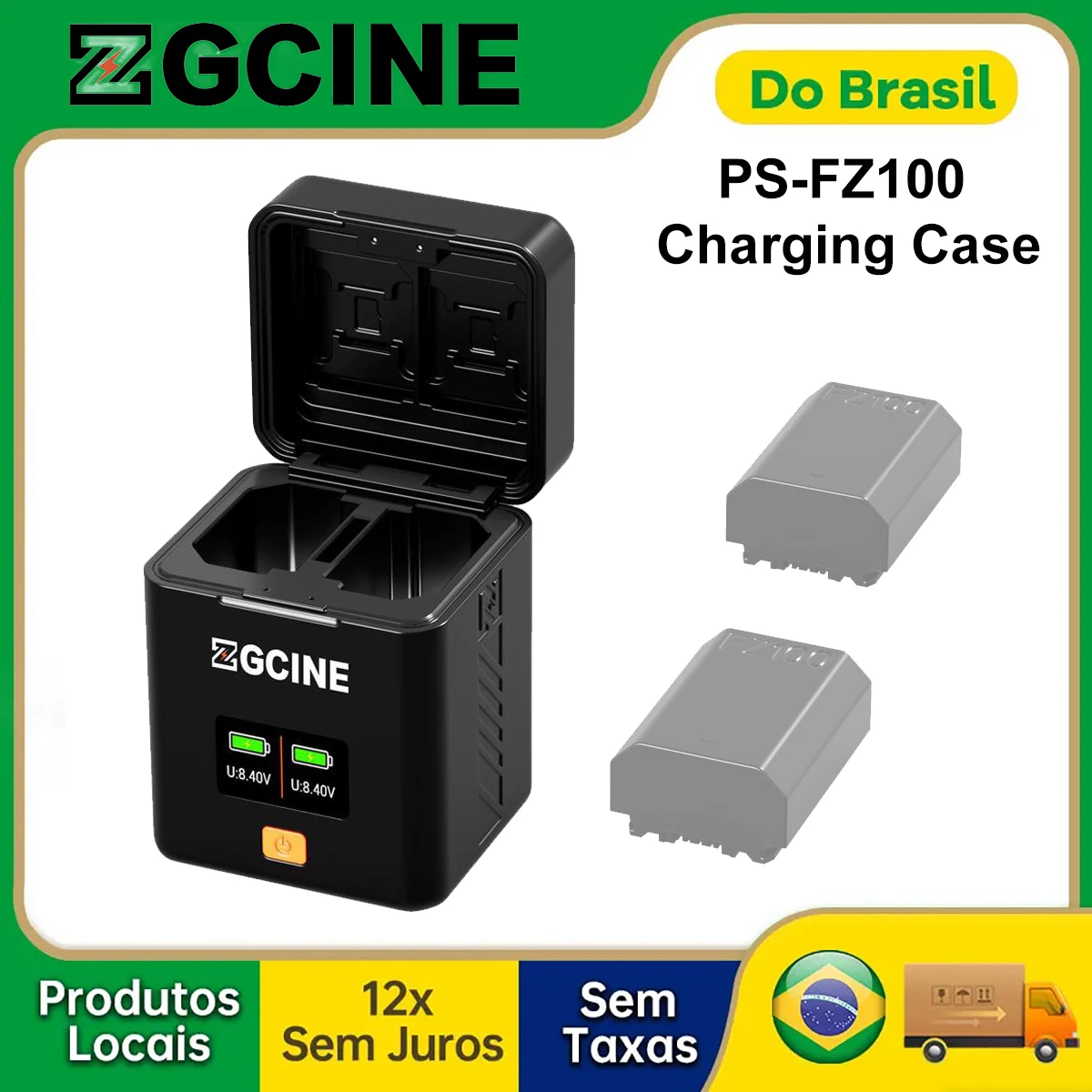 ZGCINE PS-FZ100 Estuche de carga USB-C PD Cargador dual rápido para batería SONY NP-FZ100 a Sony A7CII A7R5 A9III FX30 A6700 ZV-E10II