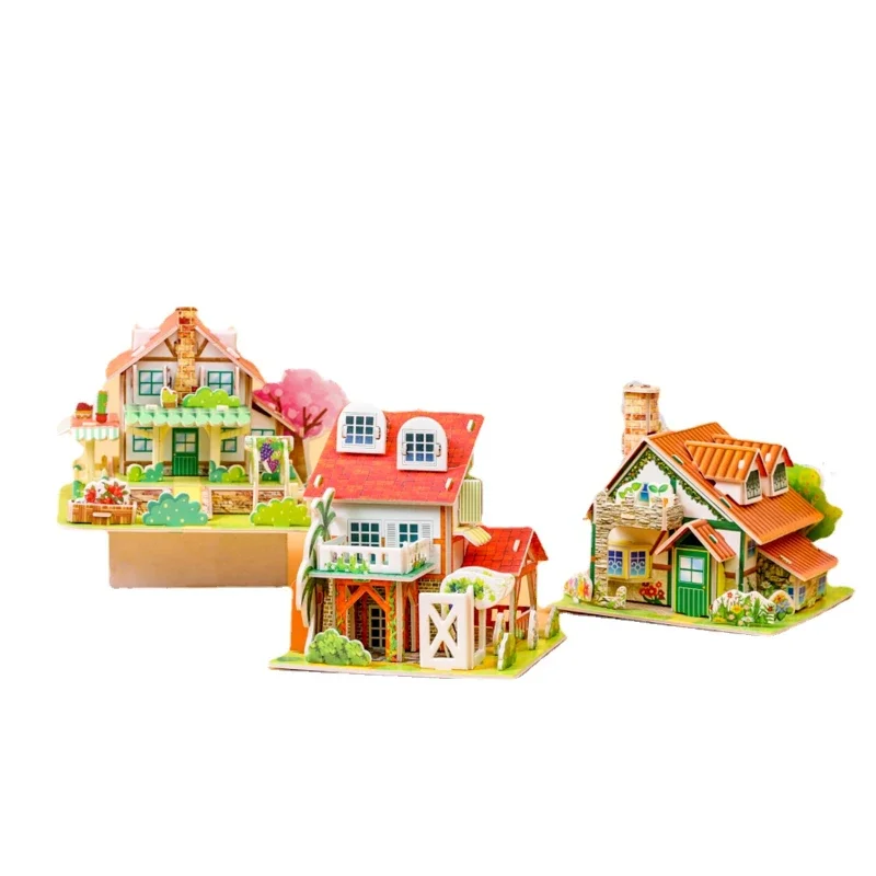 3D Puzzle Handmade DIY House Model Children Boys and Girls Toys Paper Jigsaw Puzzles Construction Baby Kids Toy Christmas Gifts