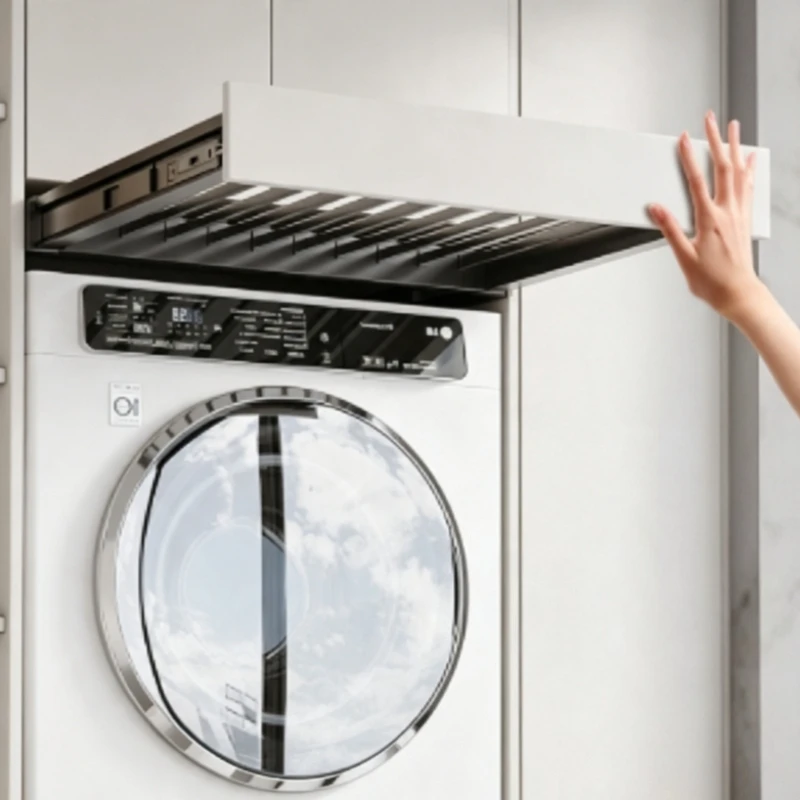 Pull Out Drying Rack Retractable Rebound Clothes Rack Washing Machine Above Storage Hanger Invisible Buffer Dry Laundry Racks