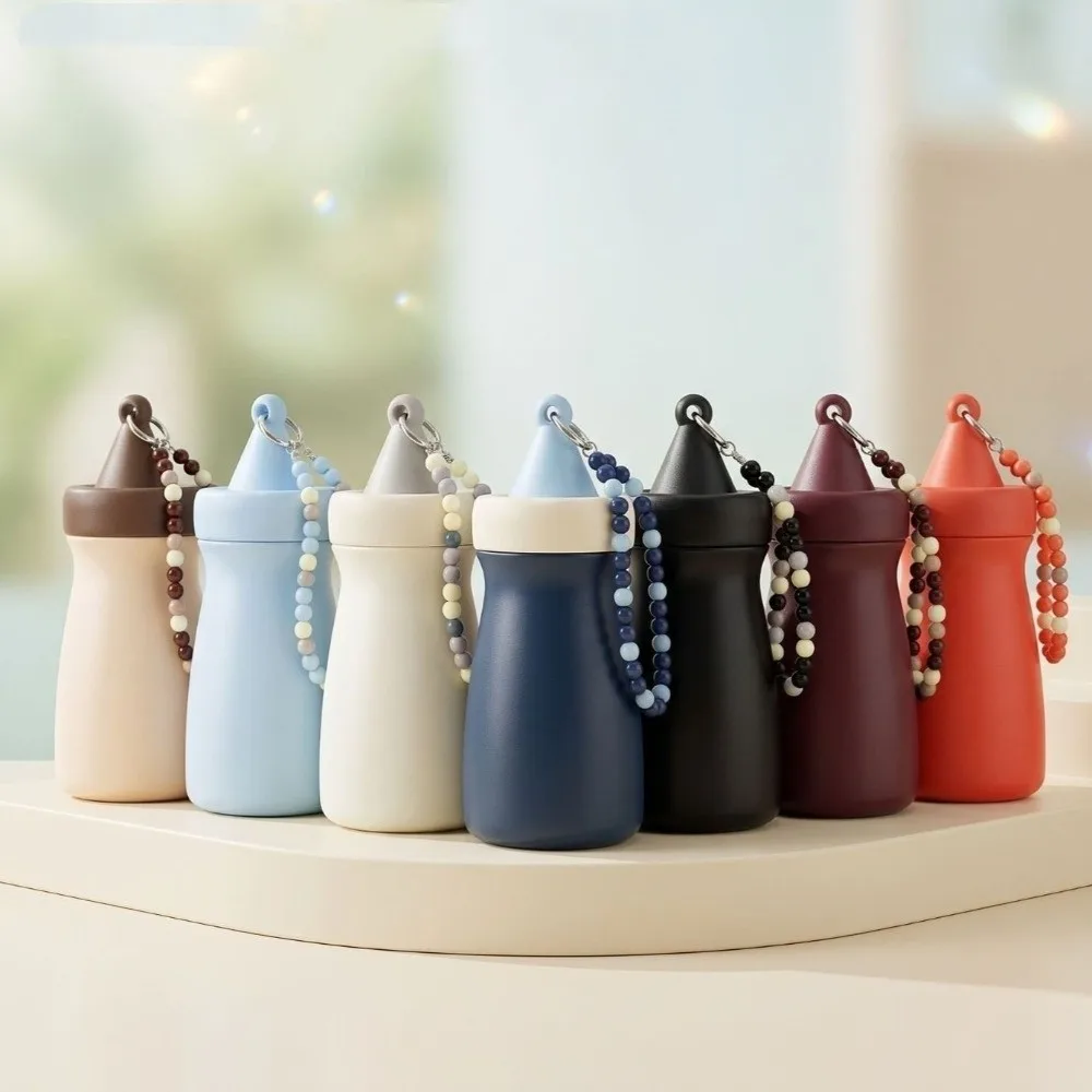 360ML Capacity Conical Mini Thermos Stainless Steel Hot Cold Insulate Bead Chain Water Cup Food Grade Long Heat Retain