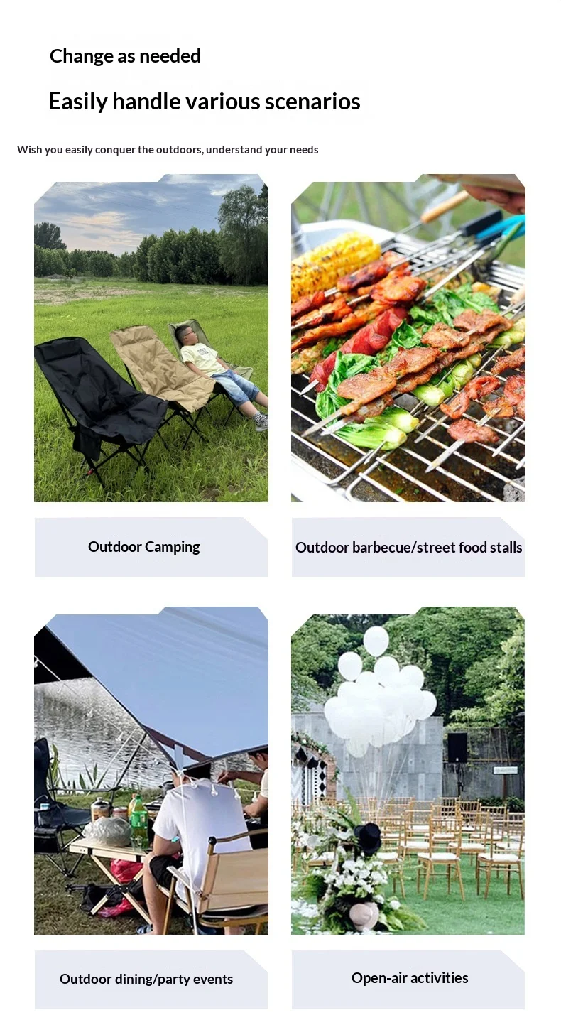 3-Position Adjustable  Moon Chair,Portable  Thick Padded Folding Camping Chair for  Outdoor Picnic,Hiking & Fishing