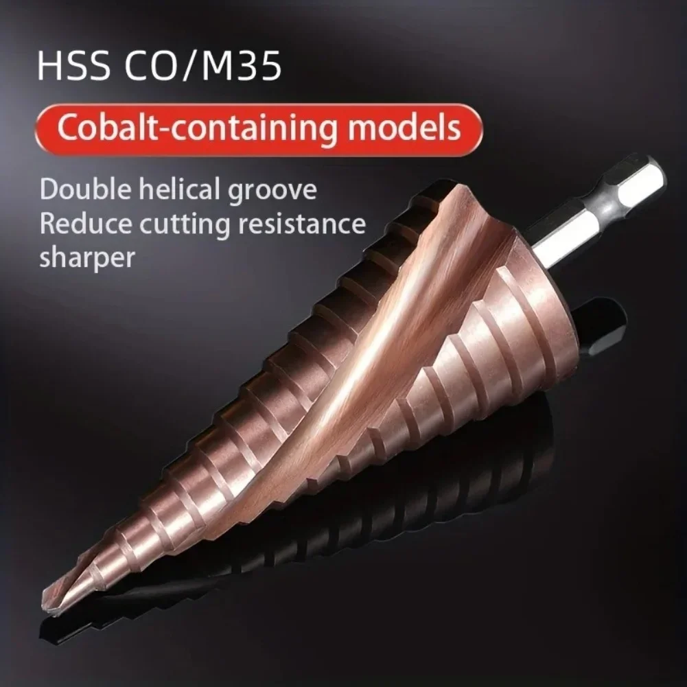 M35 Kobalt-Stufenbohrer, konisch, 4–12/4–20/4–32 mm, HSS-CO Spiralnut-Bit, Loch, offene Säge, Spiralnut, Sechskantschaft, Metallbohrer – Detail 8
